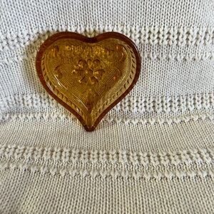 Vintage Amber Heart-Shaped Trinket Dish Glass Dish